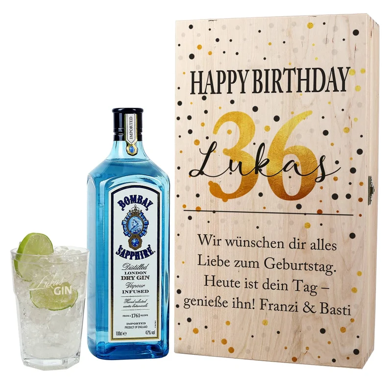 Gin-Set zum Geburtstag mit Bombay Ginflasche
