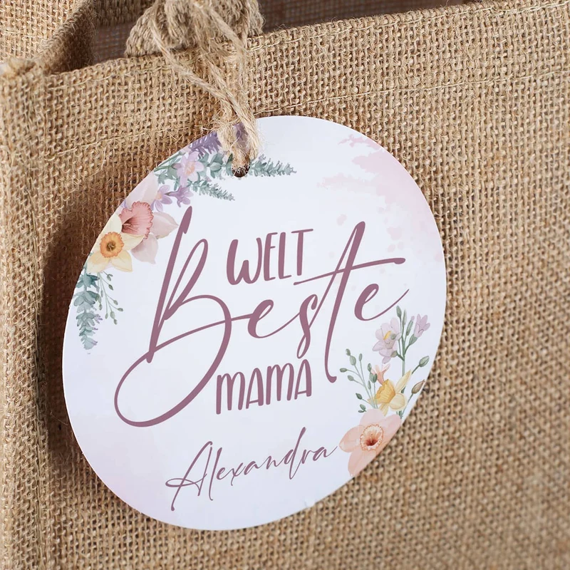 Welt beste Mama - Wein Geschenkset im Jutebeutel
