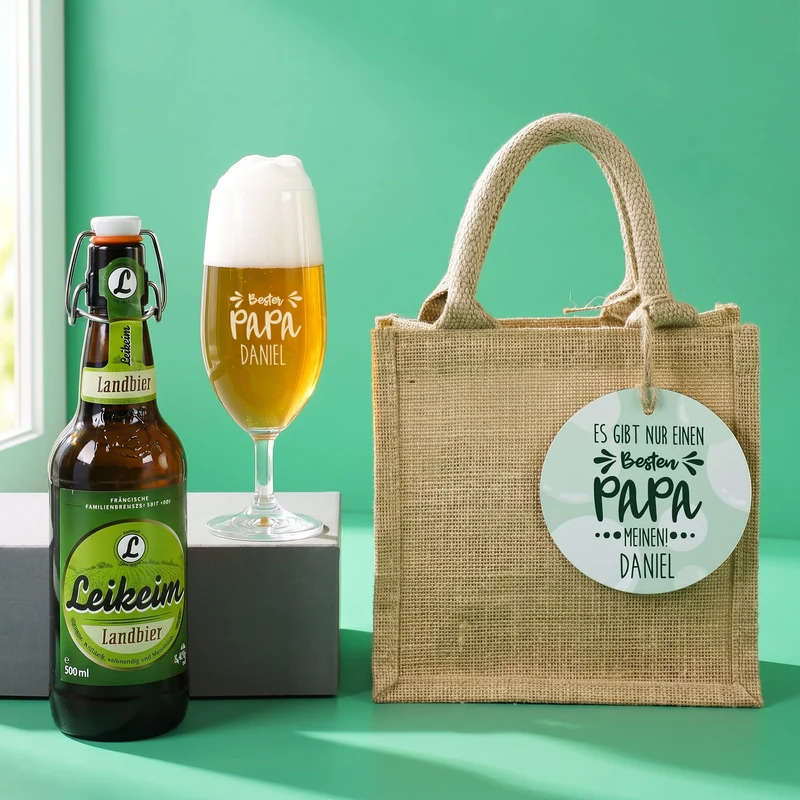 Es gibt nur einen Besten Papa, Meinen! - Bier Geschenkset in Jutetüte