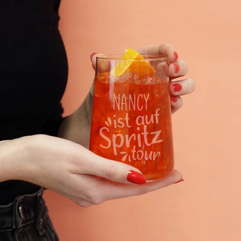 Auf Spritztour - Glitter Spritz Set mit Glas, Secco und Geschenkbox