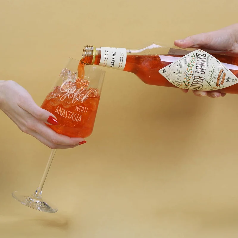 Du bist Gold wert! - Glitter Spritz Geschenkset mit Weinglas und Geschenkbox | Getränkeauswahl