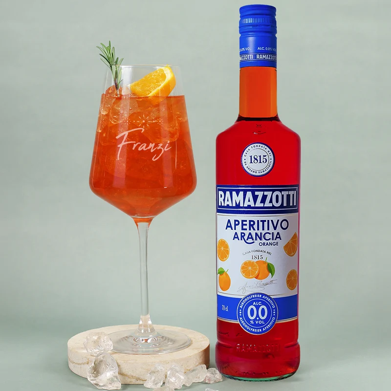 Personalisiertes Geschenkset 'Auf dich!' mit Ramazzotti alkoholfrei, Aperitif-Glas & Geschenkbox