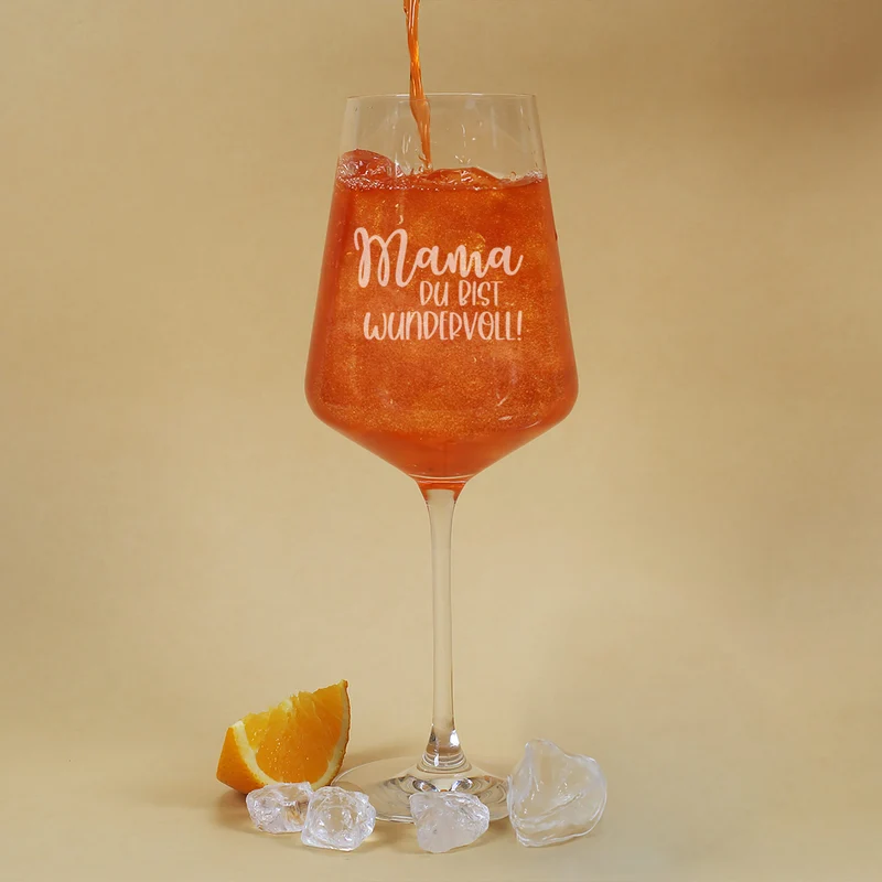 Geschenkset 'Mamabär' zum Muttertag mit Glas & Aperitif nach Wahl - personalisiert