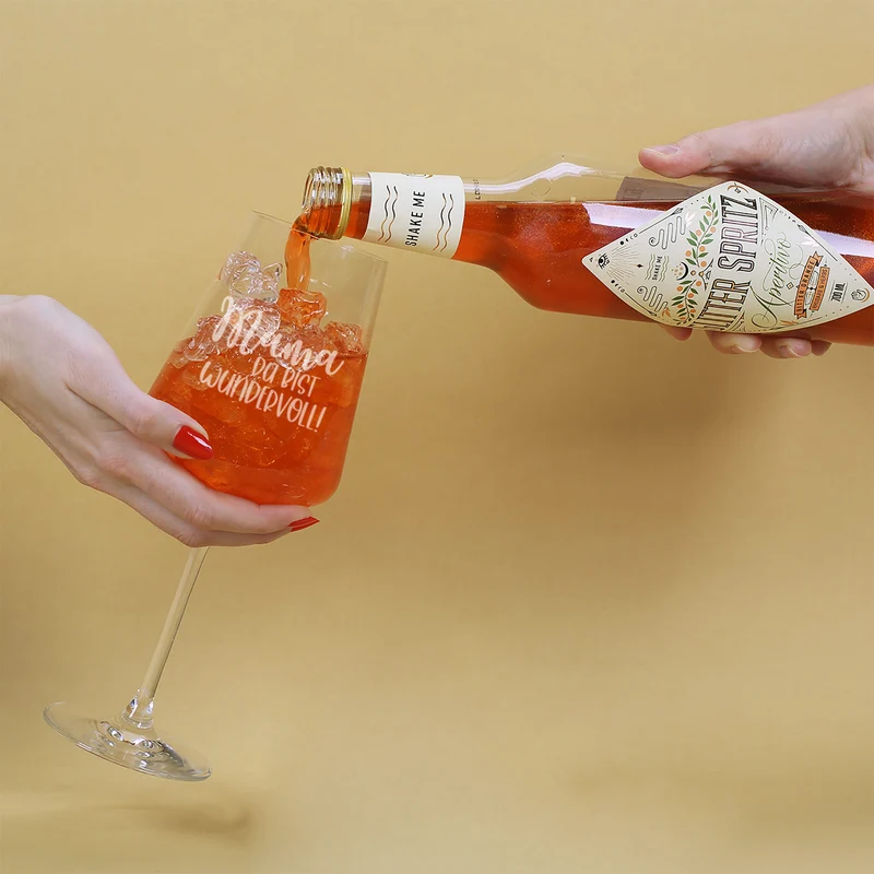 Geschenkset 'Mamabär' zum Muttertag mit Glas & Aperitif nach Wahl - personalisiert