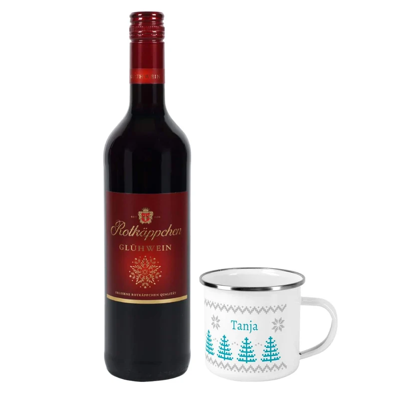 Glühwein und persönliche Tasse mit Norweger-Muster