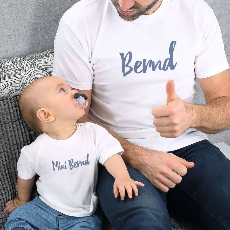 Vater und Sohn T-Shirts mit Ihrem Wunschtext bedruckt