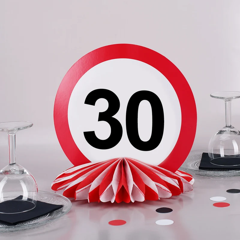 Tischdeko zum 30. Geburtstag - Wabenaufsteller
