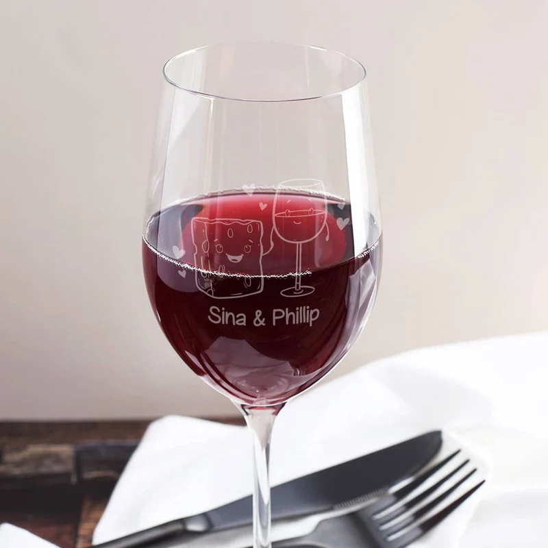 Wir gehören zusammen wie Käse & Wein - Geschenkset mit zwei Weingläsern