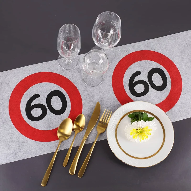 Geburtstagsdeko Tischläufer mit Verkehrszeichen 18 bis 60