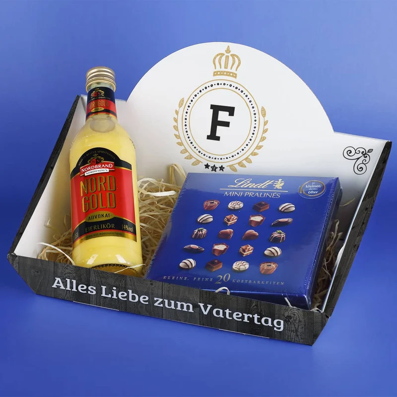 Geschenkkorb für Männer mit persönlichem Druck und verschiedenen Füllungen