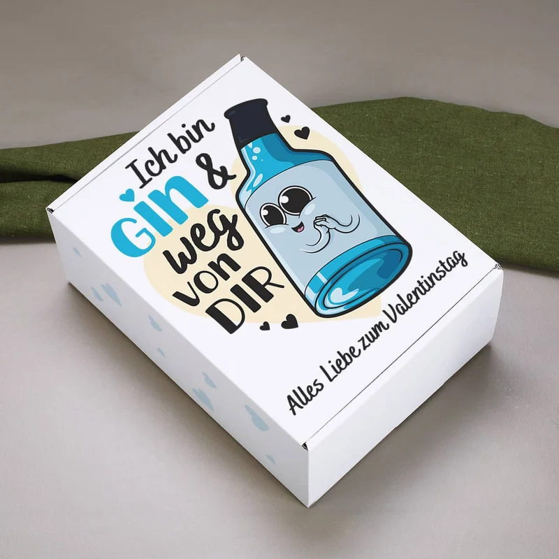 Ich bin Gin & weg von dir - Gin Geschenkset mit bedrucktem Glas