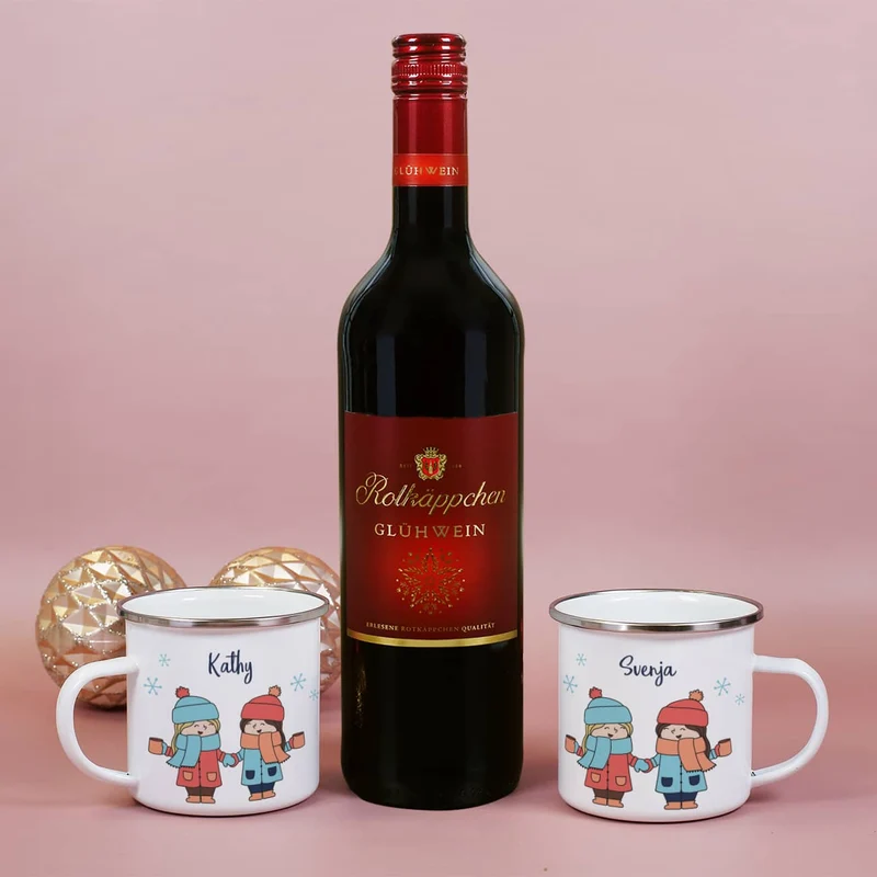 Mit der besten Freundin - Hand in Hand zum Glühweinstand - Geschenkset mit Glühwein