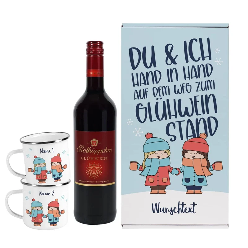 Mit der besten Freundin - Hand in Hand zum Glühweinstand - Geschenkset mit Glühwein