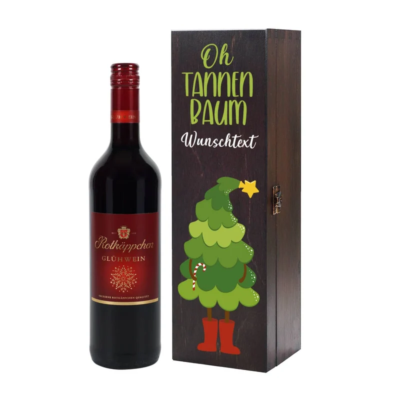Oh Tannenbaum - Rotkäppchen Glühwein in personalisierter Holzbox