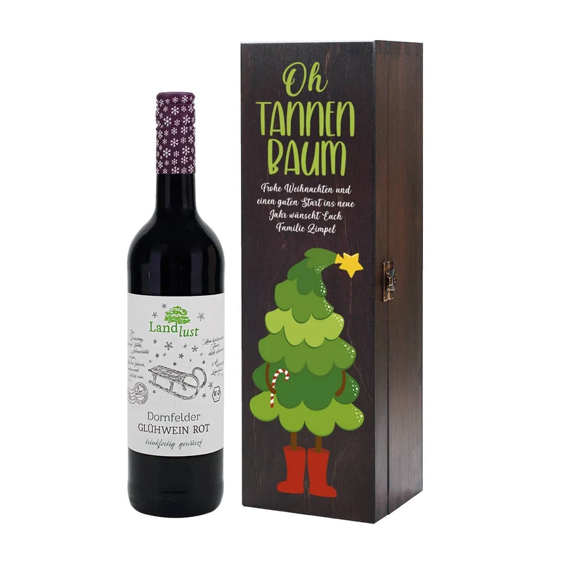 Oh Tannenbaum - Rotkäppchen Glühwein in personalisierter Holzbox