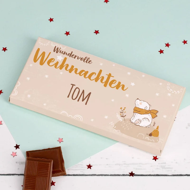 Geschenkset - Wundervolle Weihnachten - Tasse, Schokolade und Geschenksack mit Eisbär Motiv