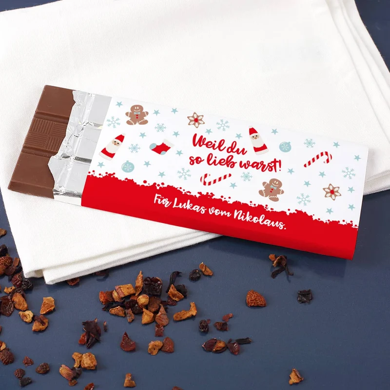 Nikolaus Geschenkset - Weil du so lieb warst - mit Tasse, Schokolade und Baumwollsack