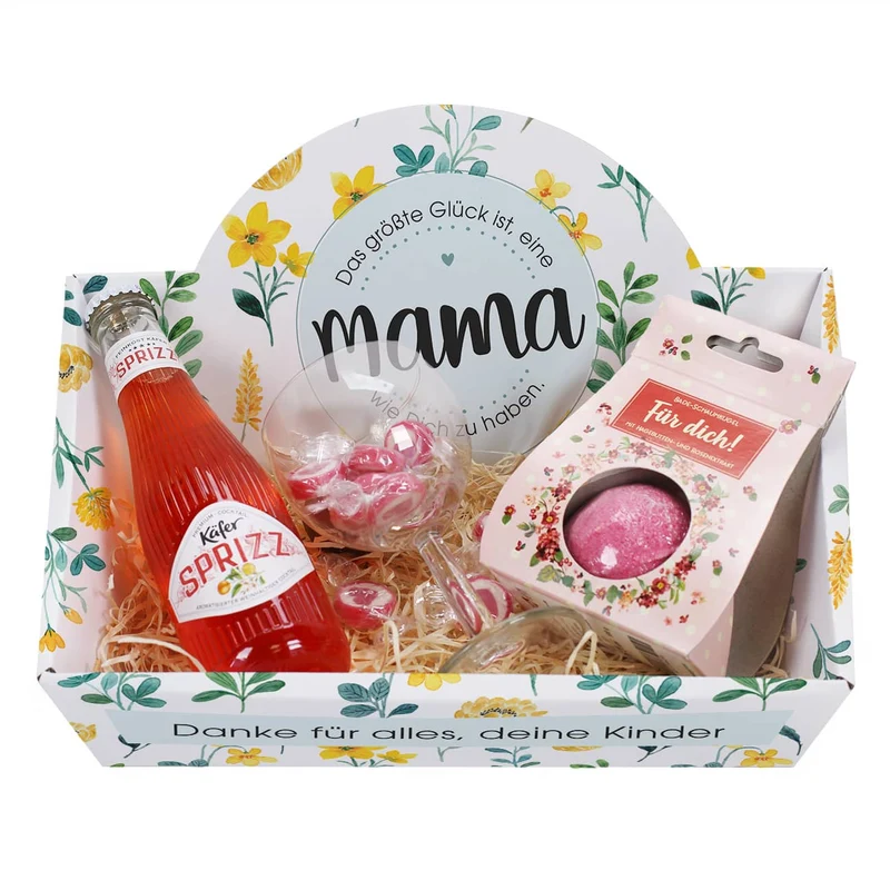 Glück ist eine Mama wie Dich zu haben - Geschenkkörbe mit verschiedenen Füllungen