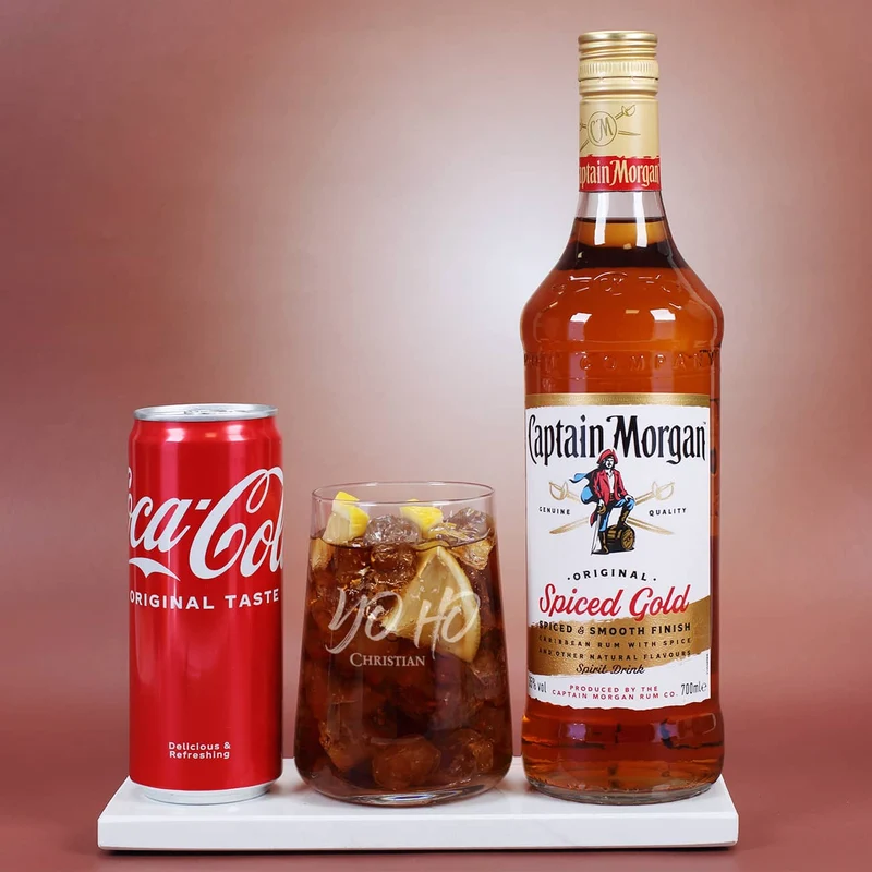 Yo Ho - Hochwertiges Geschenkset mit Captain Morgan, Coca Cola und Glas
