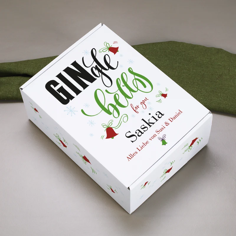 GINgle bells - Geschenkset zu Weihnachten mit Gin, Tonic und graviertem Glas