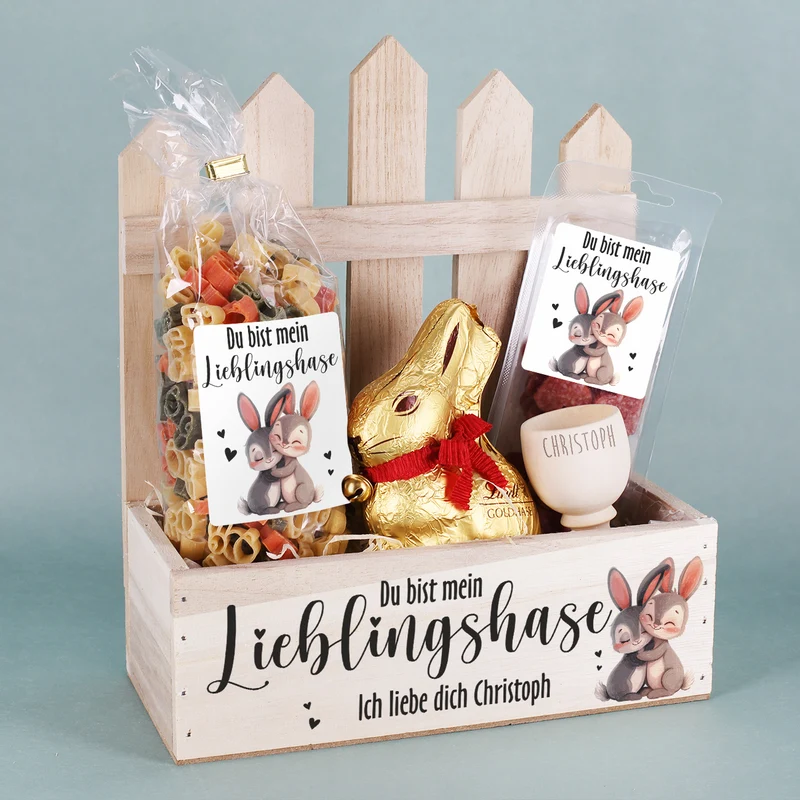 Geschenkset zu Ostern - Du bist mein Lieblingshase - mit leckerem Inhalt