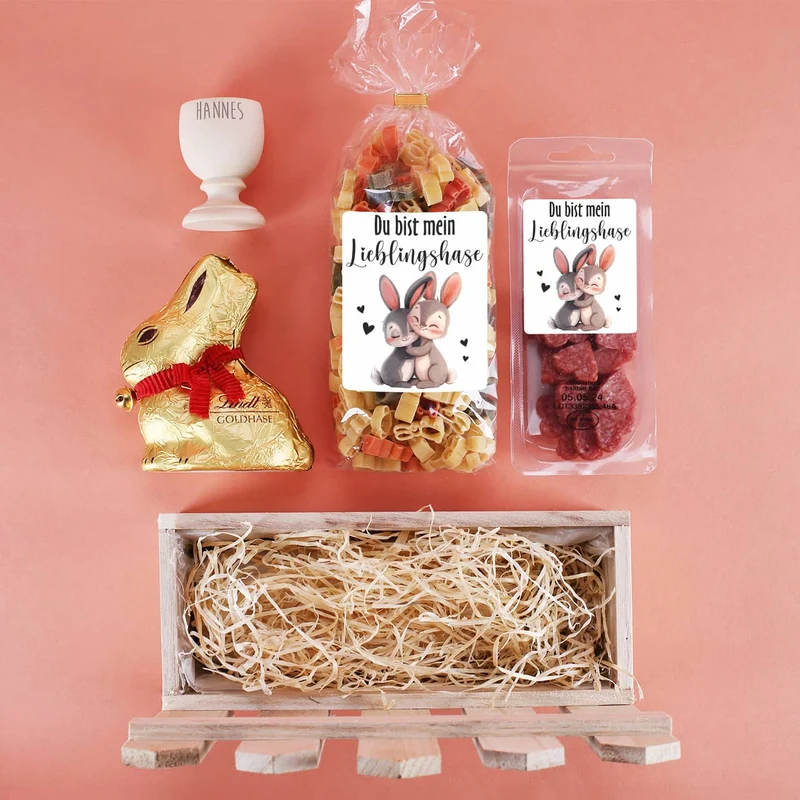 Geschenkset zu Ostern - Du bist mein Lieblingshase - mit leckerem Inhalt