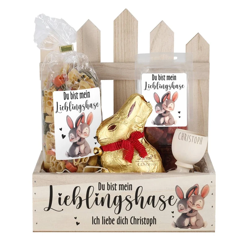 Geschenkset zu Ostern - Du bist mein Lieblingshase - mit leckerem Inhalt