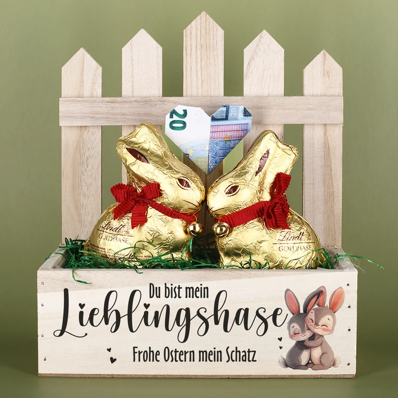 Du bist mein Lieblingshase - Geschenkset zu Ostern mit 2 Lindthasen