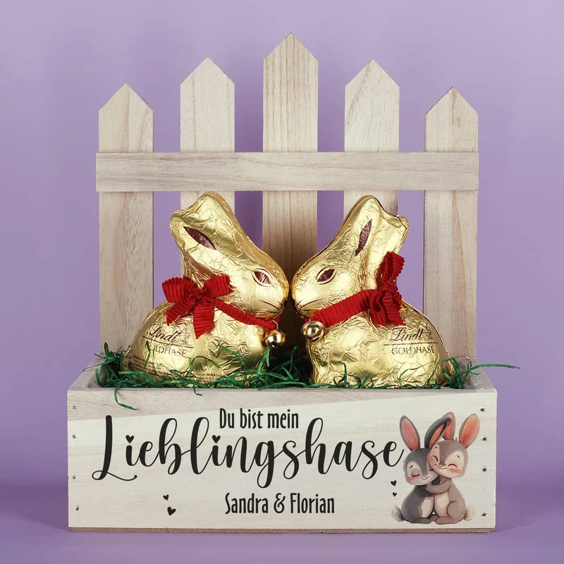Du bist mein Lieblingshase - Geschenkset zu Ostern mit 2 Lindthasen