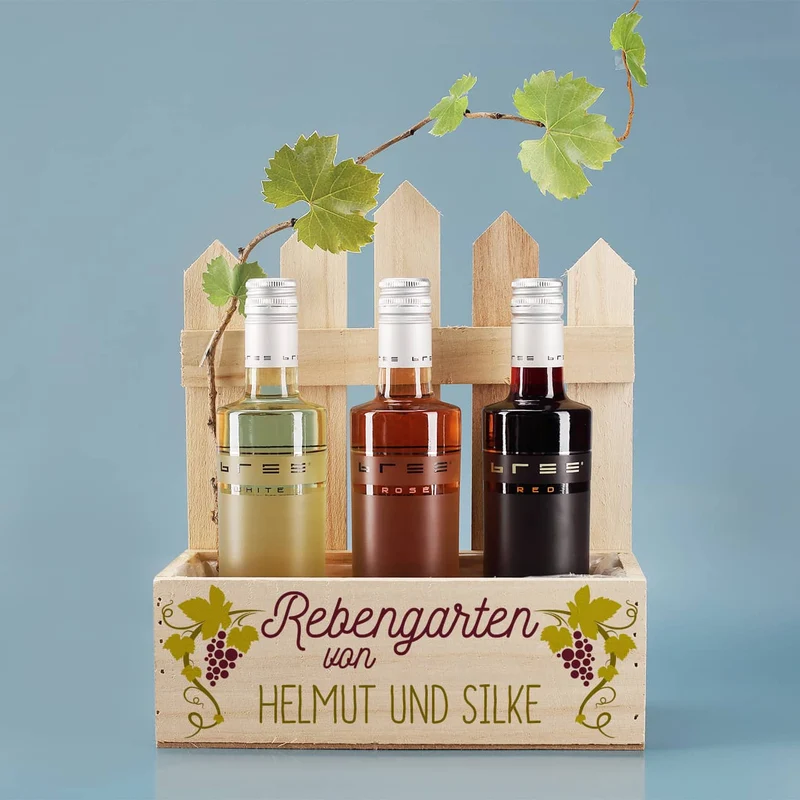 Rebengarten - Pflanzkiste mit drei BREE Weinen