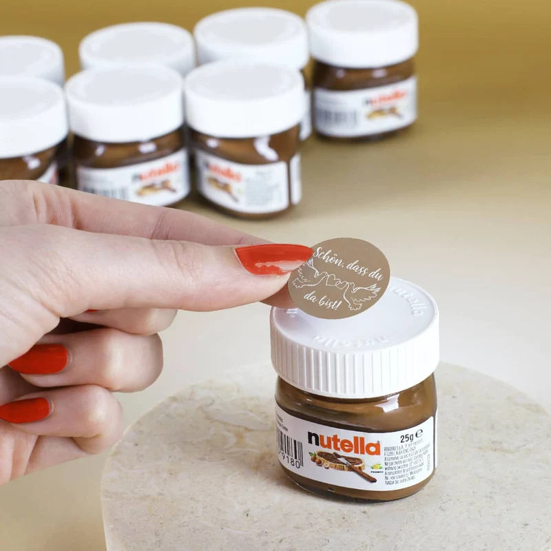 10 Nutella Gläschen als Gastgeschenk zur Hochzeit