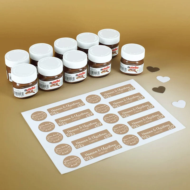 10 Nutella Gläschen als Gastgeschenk zur Hochzeit