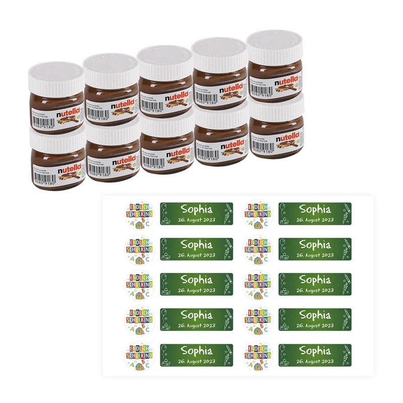 10er Set Nutella als Gastgeschenk zur Einschulung