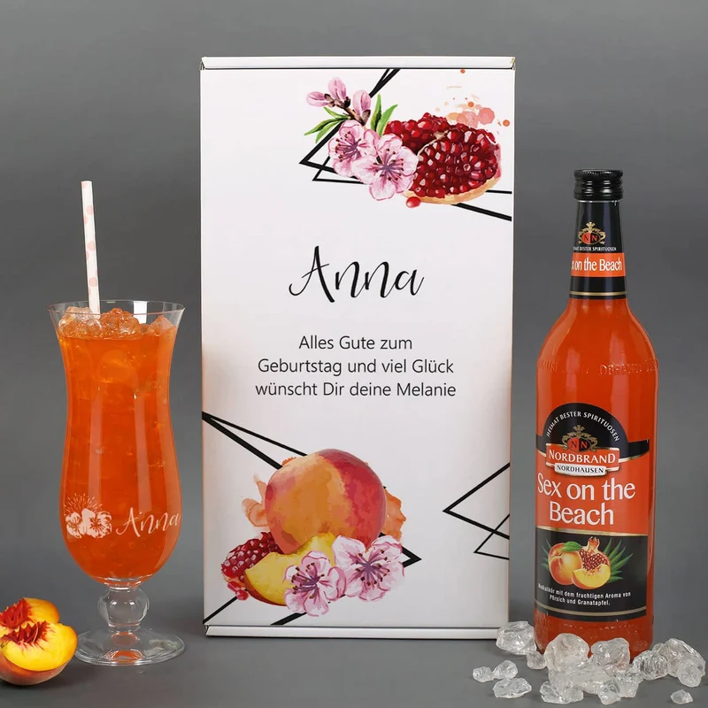 Cocktail-Set mit graviertem Glas in persönlicher Verpackung