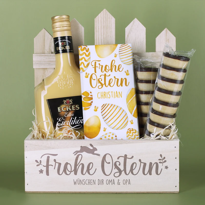 Geschenkset zu Ostern mit Eckes Eierlikör und Schokolade