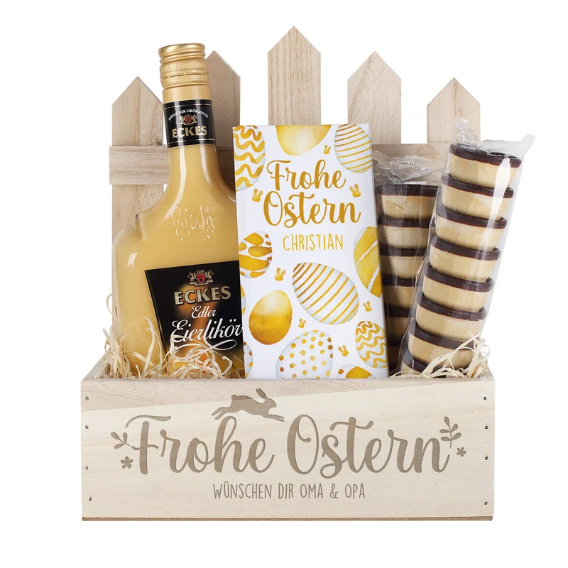 Geschenkset zu Ostern mit Eckes Eierlikör und Schokolade