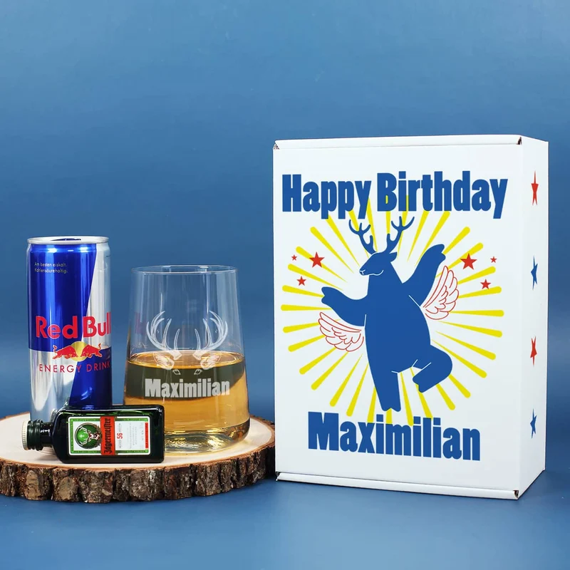 Fliegender Hirsch Geschenkset mit Jägermeister und Red Bull