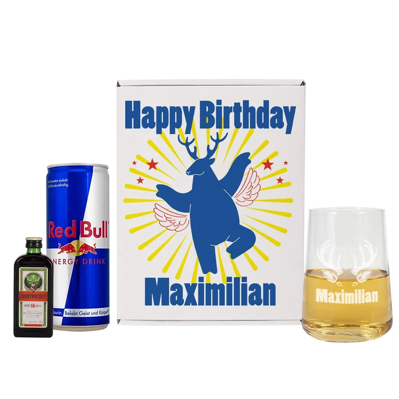 Fliegender Hirsch Geschenkset mit Jägermeister und Red Bull
