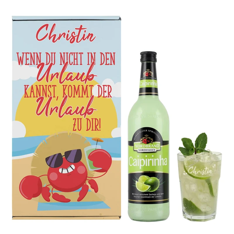 Urlaub in der Box - Caipi oder Sex on the Beach Set mit Ihrem Wunschnamen