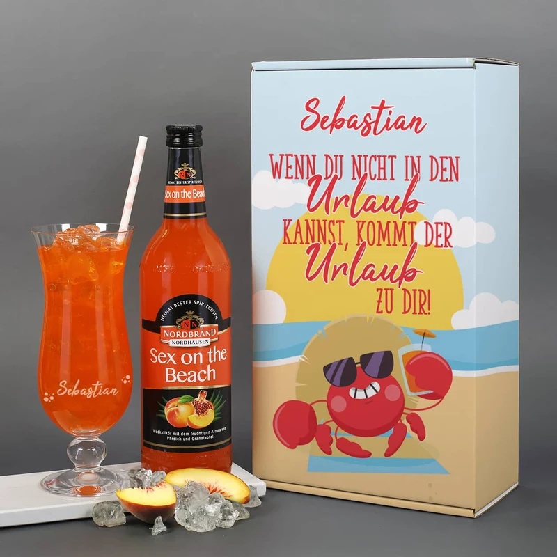 Urlaub in der Box - Caipi oder Sex on the Beach Set mit Ihrem Wunschnamen