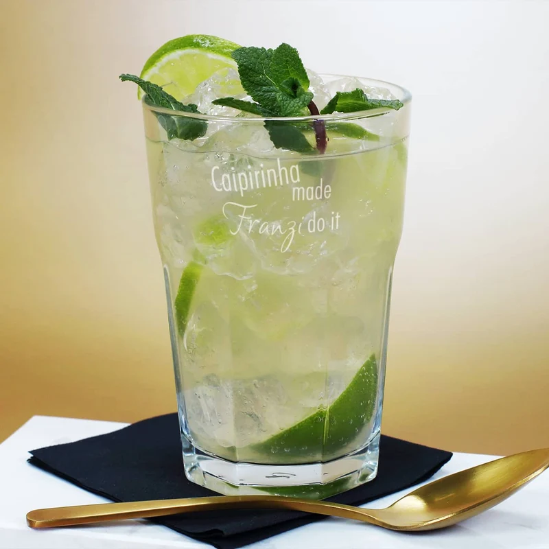 Caipirinha Cocktailset mit graviertem Glas und schöner Geschenkverpackung