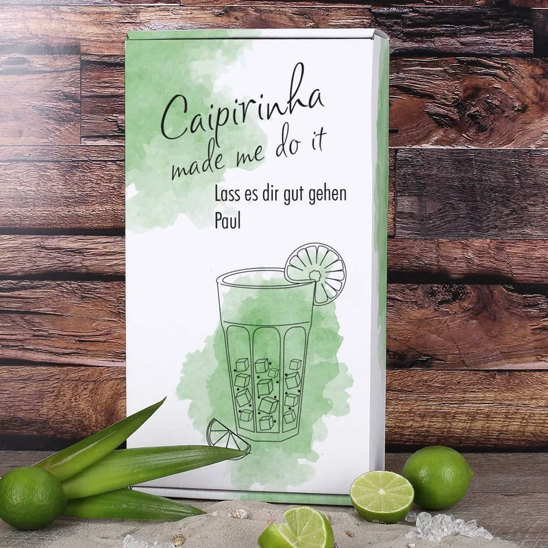 Caipirinha Cocktailset mit graviertem Glas und schöner Geschenkverpackung