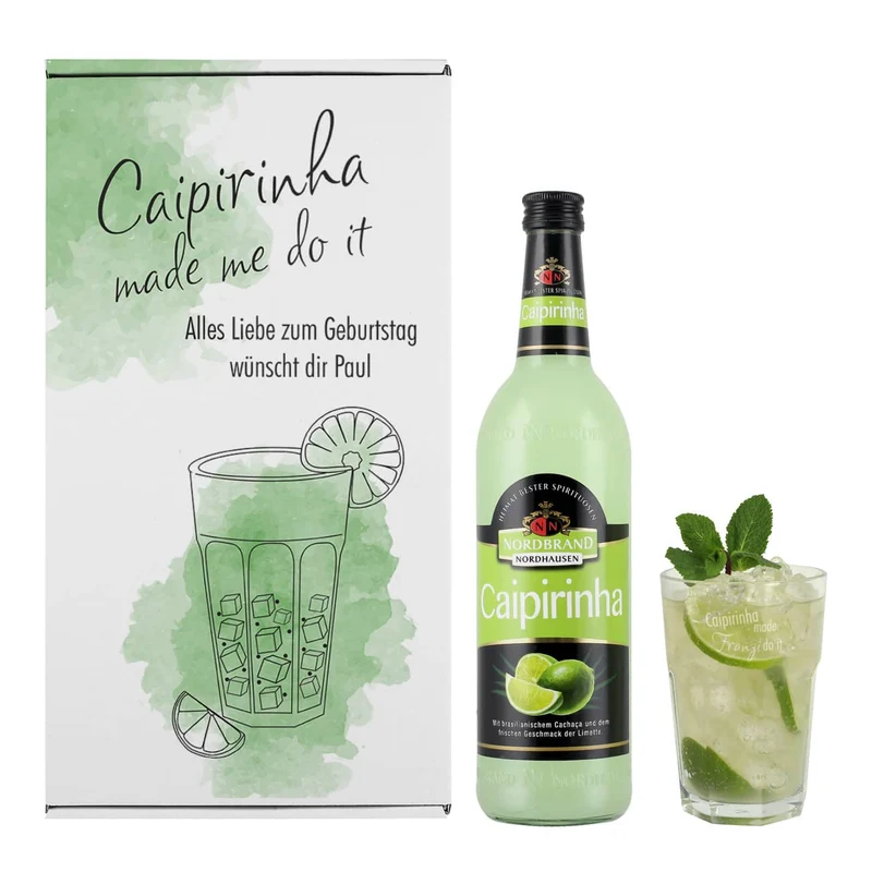 Caipirinha Cocktailset mit graviertem Glas und schöner Geschenkverpackung