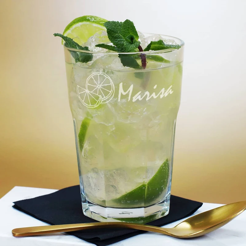Mojito-Geschenkset mit graviertem Longdrinkglas und personalisierter Verpackung
