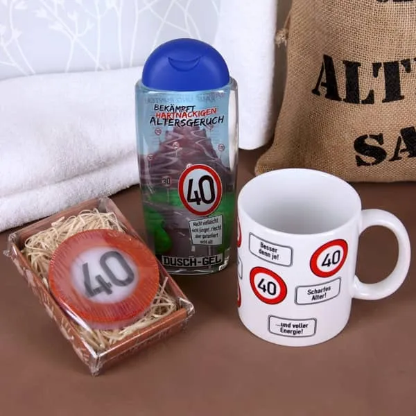 Zum 40. Geburtstag Geschenkset Verkehrszeichen (5-teilig)