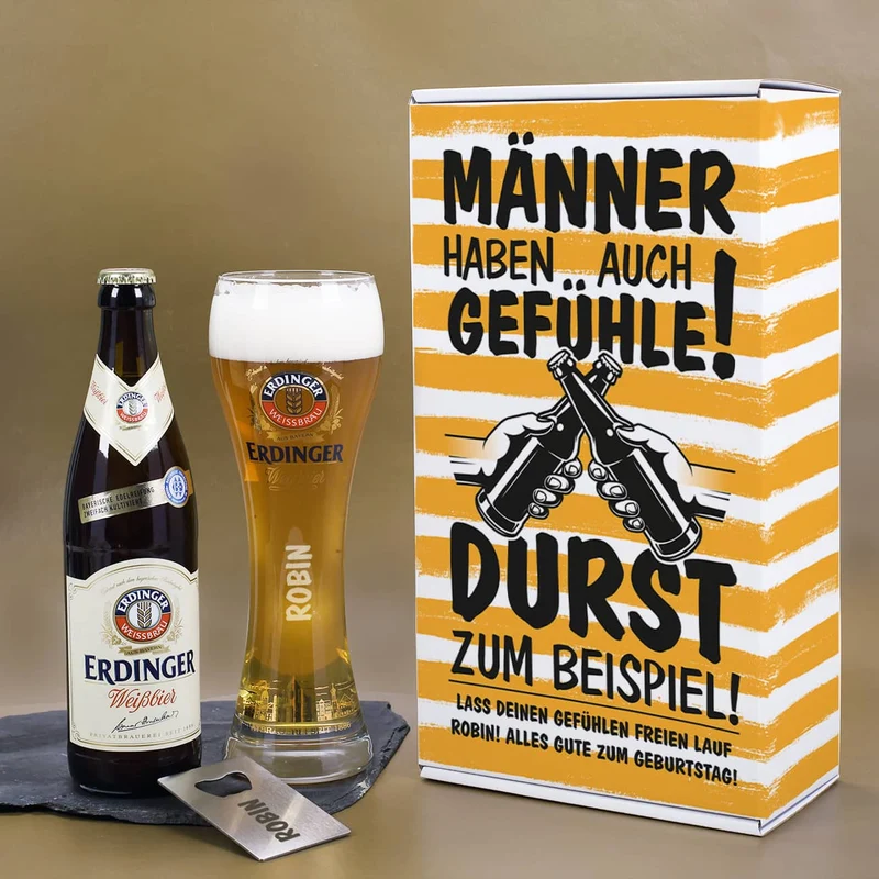 Männer haben auch Gefühle! Weißbier Geschenkset für Männer | Mit oder ohne Alkohol