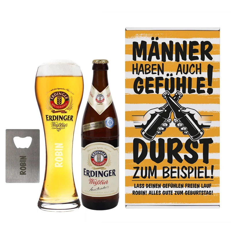 Männer haben auch Gefühle! Weißbier Geschenkset für Männer | Mit oder ohne Alkohol