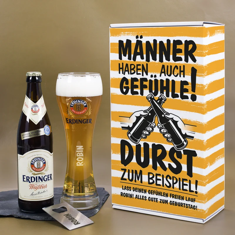 Männer haben auch Gefühle! Weißbier Geschenkset für Männer | Mit oder ohne Alkohol