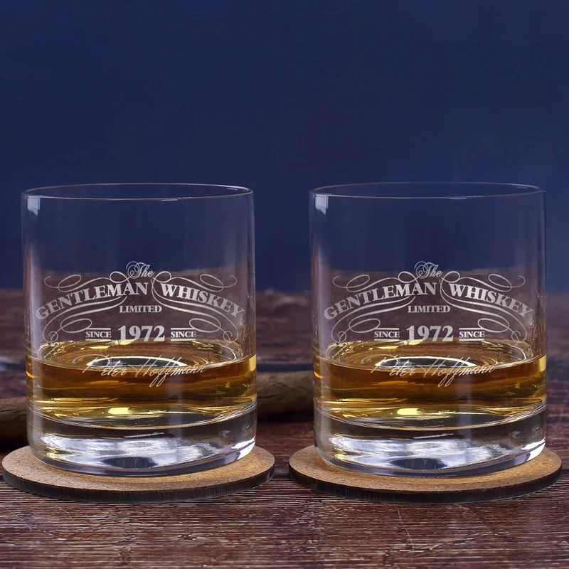 Worlds Favourite Whiskies Geschenkset mit gravierten Gläsern und bedruckter Holzkiste