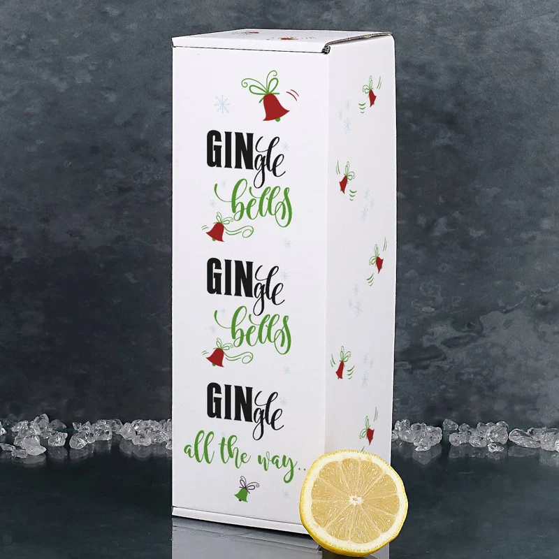 Wuestefeld Gin mit graviertem Gin-Glas in bedruckter Geschenkverpackung für be-gin-liche Weihnachten
